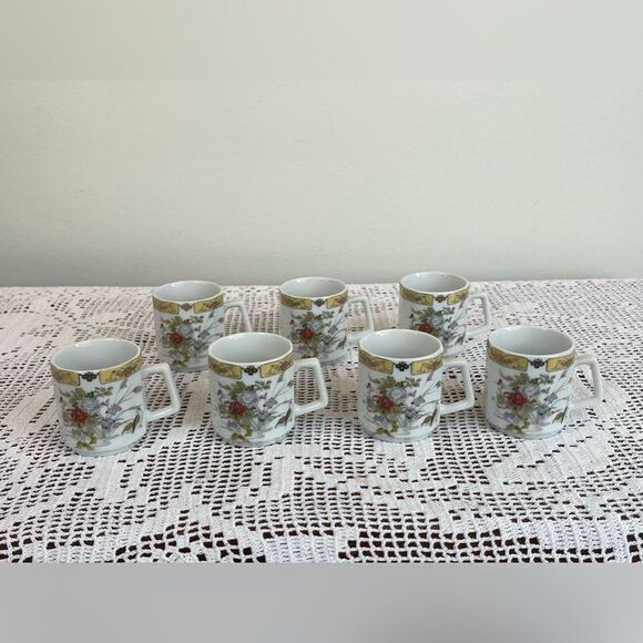 Set of 7 vintage Japanese tea cups || TANAKA demitasse teacups || Espresso cups - Picture 6 of 12